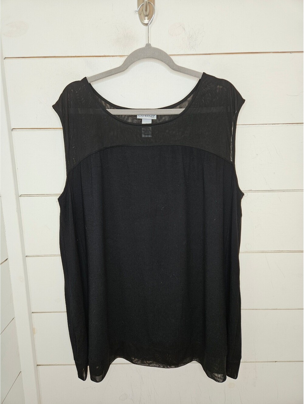 Catherines 1X black wide strap sleeveless top